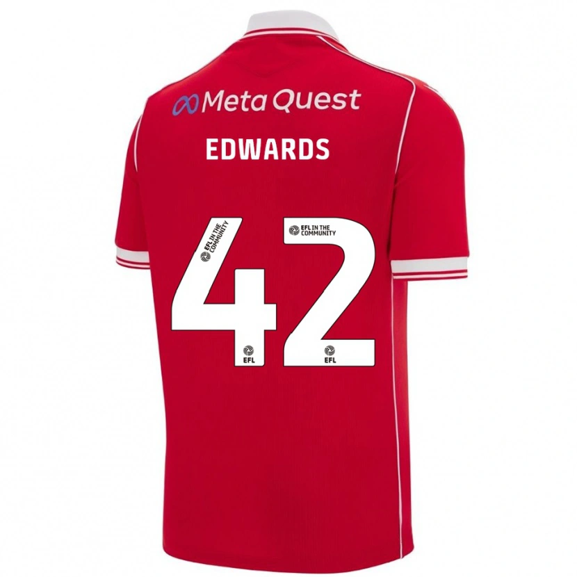 Danxen Mujer Camiseta Callum Edwards #42 Rojo Blanco 1ª Equipación 2025/26 La Camisa México