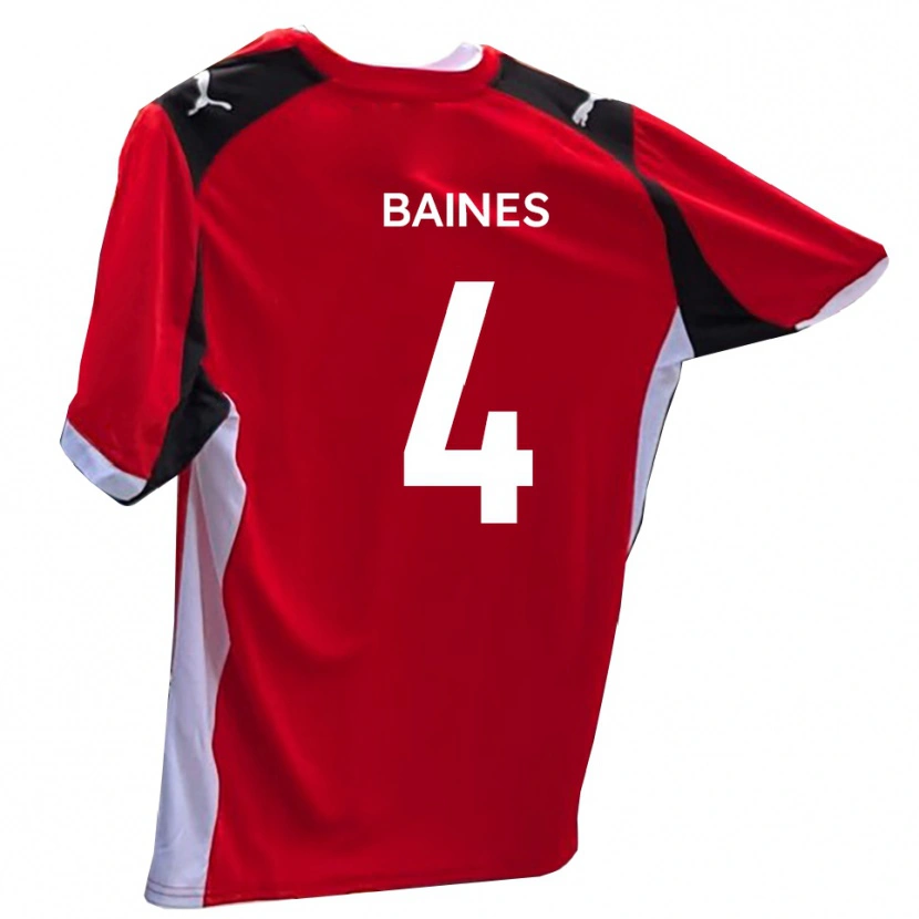 Danxen Mujer Camiseta Lewis Baines #4 Rojo Blanco 1ª Equipación 2025/26 La Camisa México