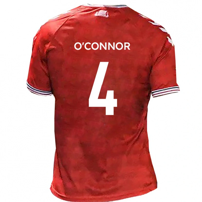 Danxen Mujer Camiseta Darragh O'connor #4 Rojo Blanco 1ª Equipación 2025/26 La Camisa México