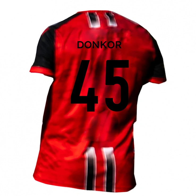Danxen Mujer Camiseta Kwaku Donkor #45 Rojo Negro 1ª Equipación 2025/26 La Camisa México