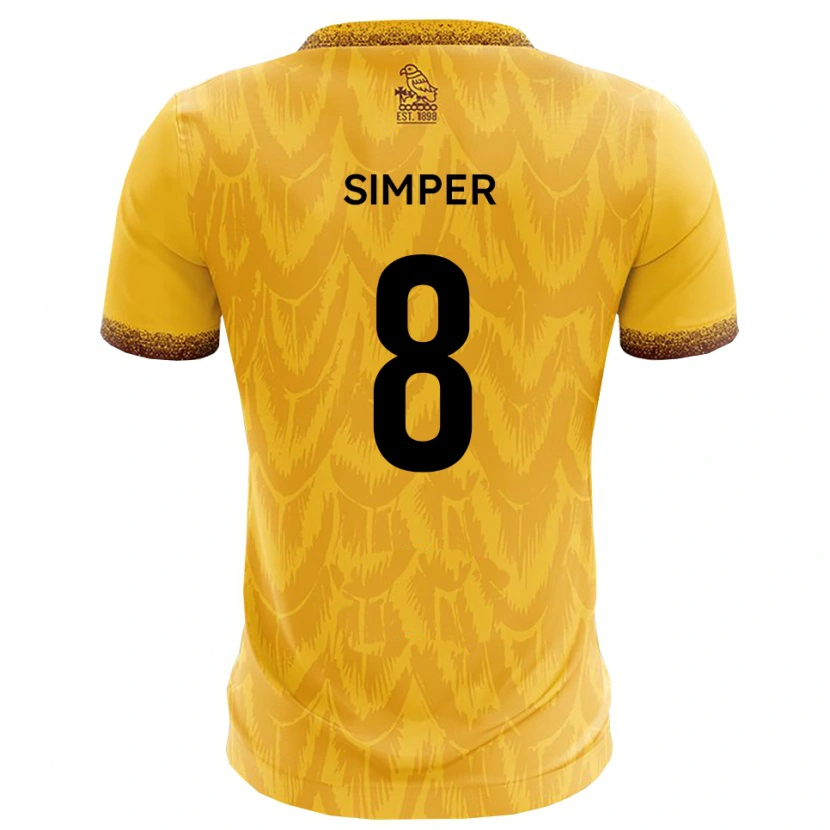 Danxen Mujer Camiseta Lewis Simper #8 Amarillo Marrón 1ª Equipación 2025/26 La Camisa México