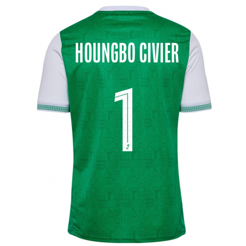 Danxen Mujer Camiseta Matéo Houngbo Civier #1 Verde Blanco 1ª Equipación 2025/26 La Camisa México