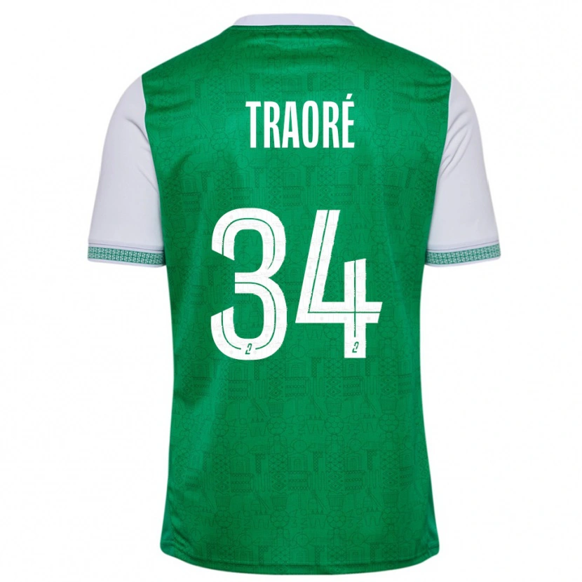 Danxen Mujer Camiseta Lassana Traoré #34 Verde Blanco 1ª Equipación 2025/26 La Camisa México