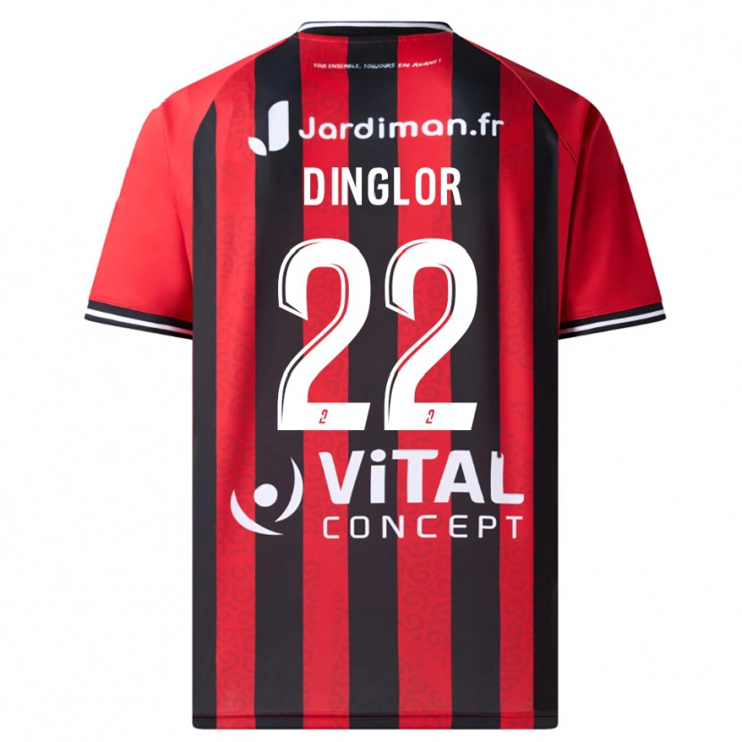 Danxen Mujer Camiseta Elodie Dinglor #22 Rojo Negro 1ª Equipación 2025/26 La Camisa México