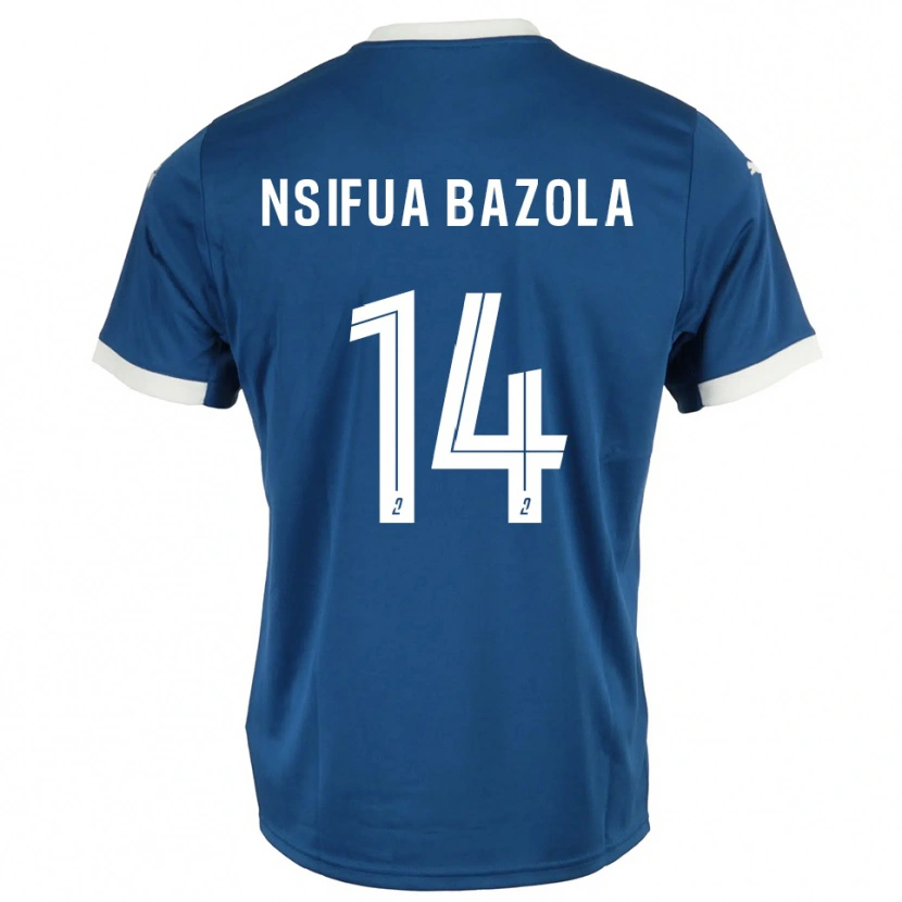 Danxen Mujer Camiseta Preston Nsifua Bazola #14 Azul Blanco 1ª Equipación 2025/26 La Camisa México