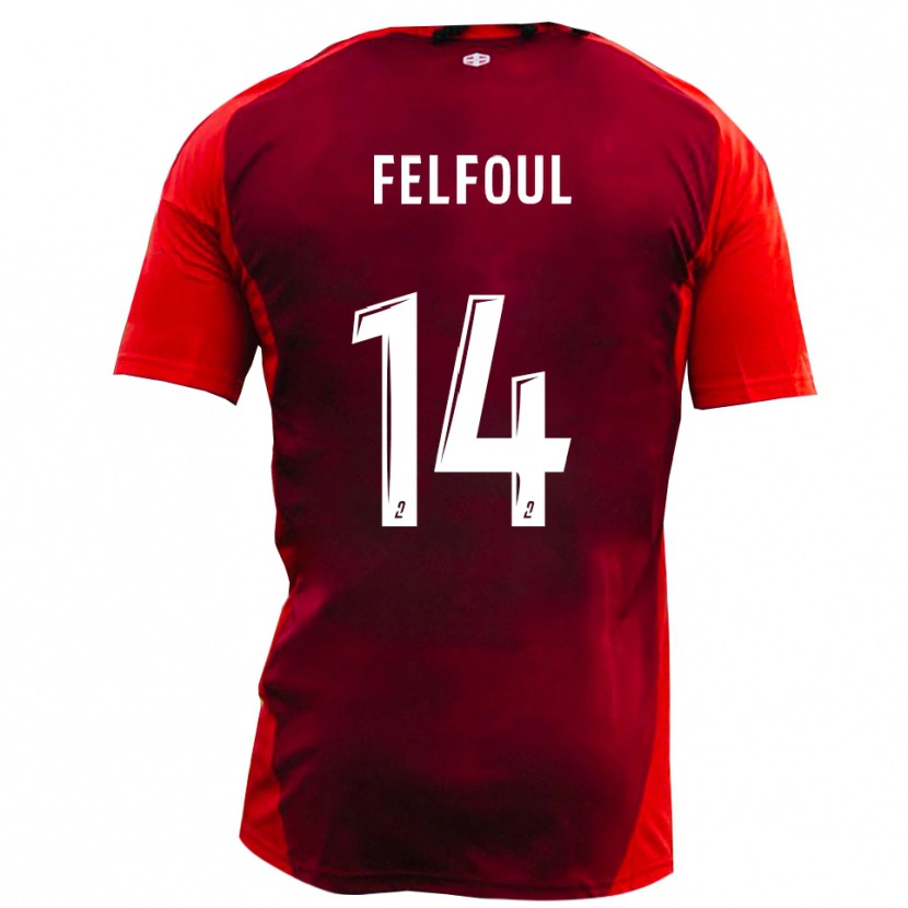 Danxen Mujer Camiseta Wassim Felfoul #14 Rojo Borgoña 1ª Equipación 2025/26 La Camisa México
