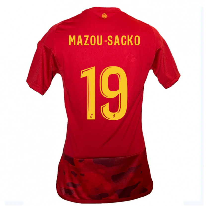 Danxen Mujer Camiseta Derek Mazou-Sacko #19 Rojo Amarillo 1ª Equipación 2025/26 La Camisa México