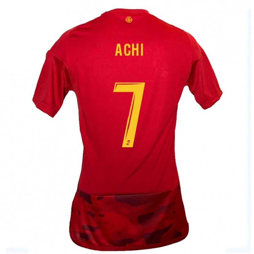 Danxen Mujer Camiseta Mohamed Achi #7 Rojo Amarillo 1ª Equipación 2025/26 La Camisa México