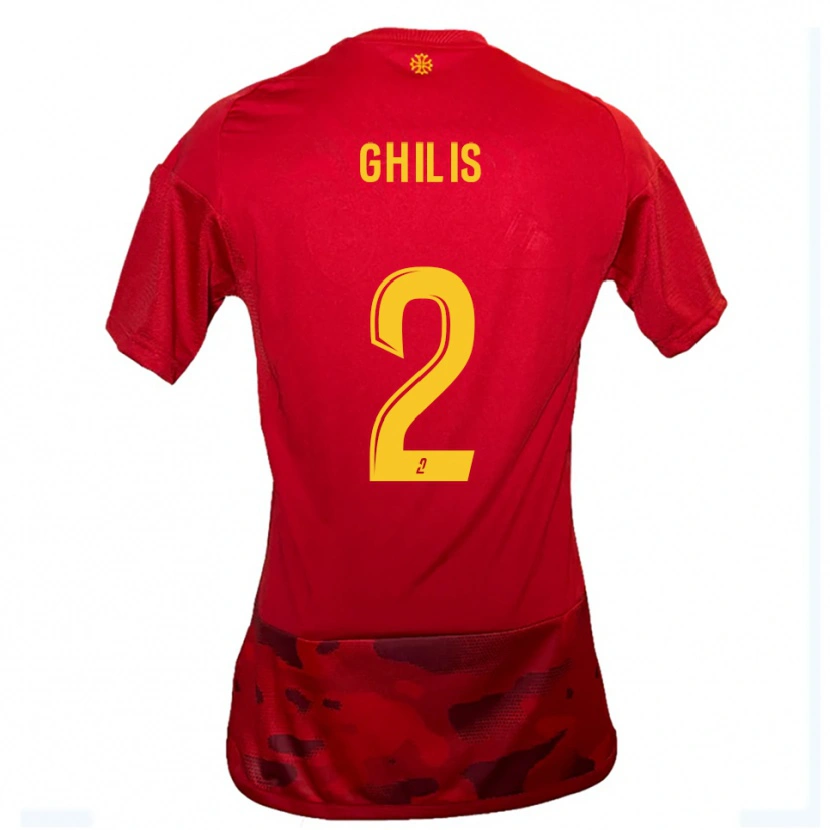 Danxen Mujer Camiseta Mohamed Ghilis #2 Rojo Amarillo 1ª Equipación 2025/26 La Camisa México