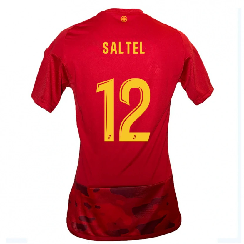 Danxen Mujer Camiseta Maëlle Saltel #12 Rojo Amarillo 1ª Equipación 2025/26 La Camisa México