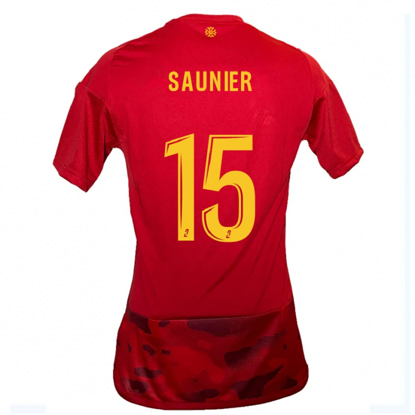 Danxen Mujer Camiseta Océane Saunier #15 Rojo Amarillo 1ª Equipación 2025/26 La Camisa México