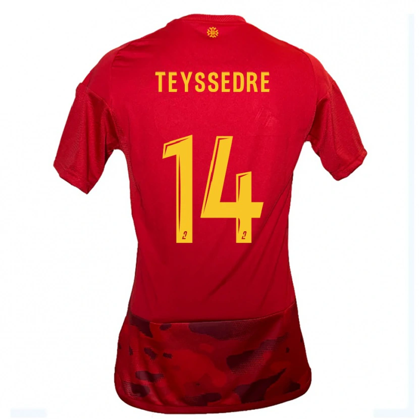 Danxen Mujer Camiseta Maexan Teyssedre #14 Rojo Amarillo 1ª Equipación 2025/26 La Camisa México