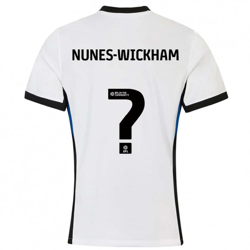 Danxen Mujer Camiseta Jayden Nunes-Wickham #0 Blanco Azul 2ª Equipación 2025/26 La Camisa México