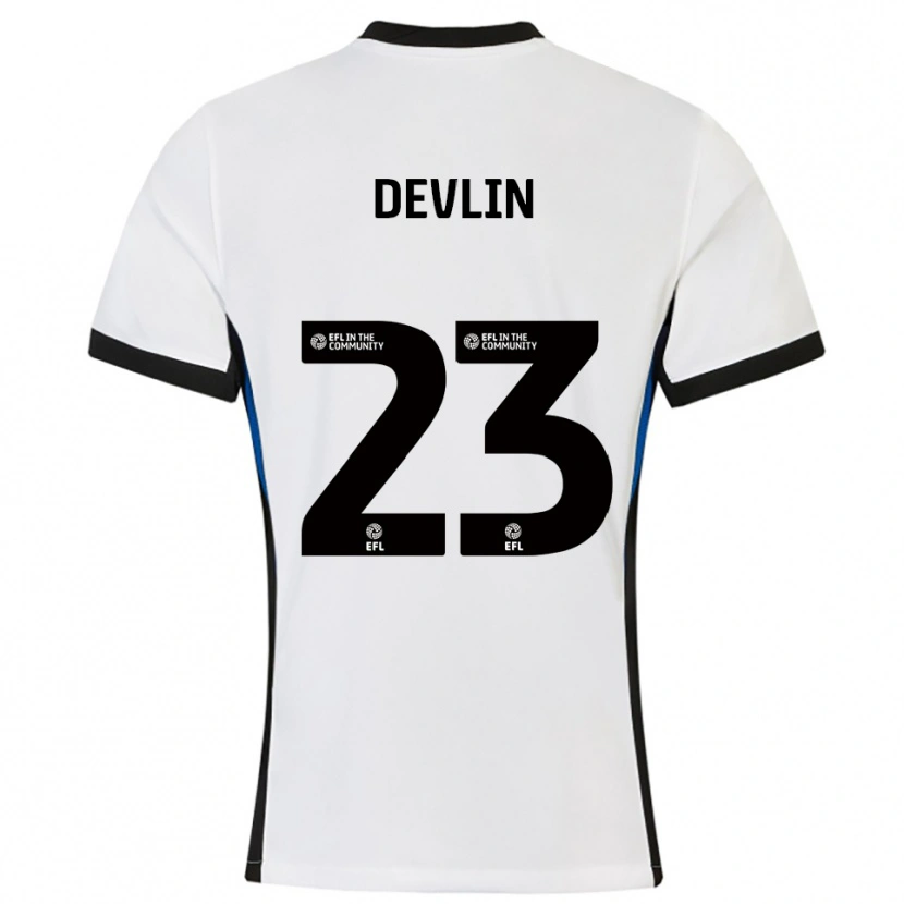 Danxen Mujer Camiseta Charlotte Devlin #23 Blanco Azul 2ª Equipación 2025/26 La Camisa México