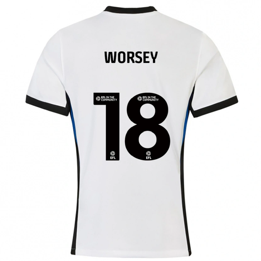 Danxen Mujer Camiseta Louanne Worsey #18 Blanco Azul 2ª Equipación 2025/26 La Camisa México