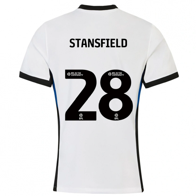 Danxen Mujer Camiseta Jay Stansfield #28 Blanco Azul 2ª Equipación 2025/26 La Camisa México