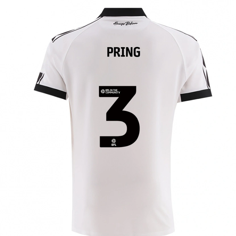 Danxen Mujer Camiseta Cameron Pring #3 Blanco Negro 2ª Equipación 2025/26 La Camisa México