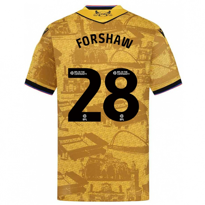 Danxen Mujer Camiseta Adam Forshaw #28 Oro Negro 2ª Equipación 2025/26 La Camisa México