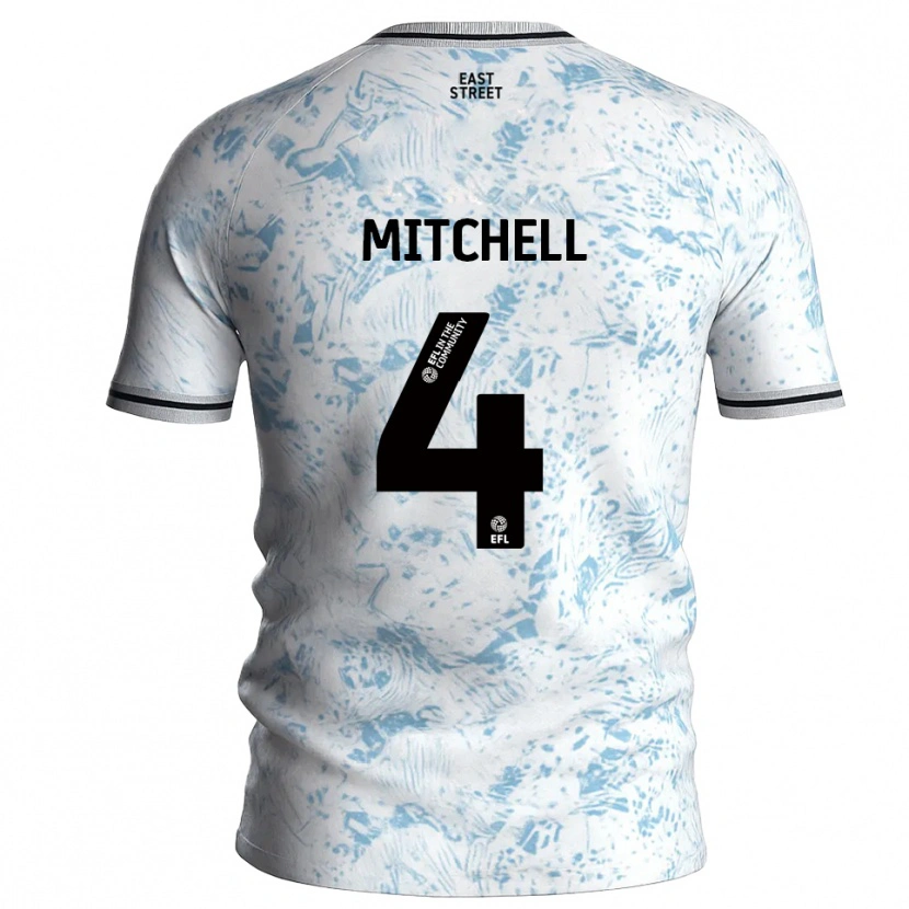 Danxen Mujer Camiseta Alex Mitchell #4 Blanco Azul Celeste 2ª Equipación 2025/26 La Camisa México