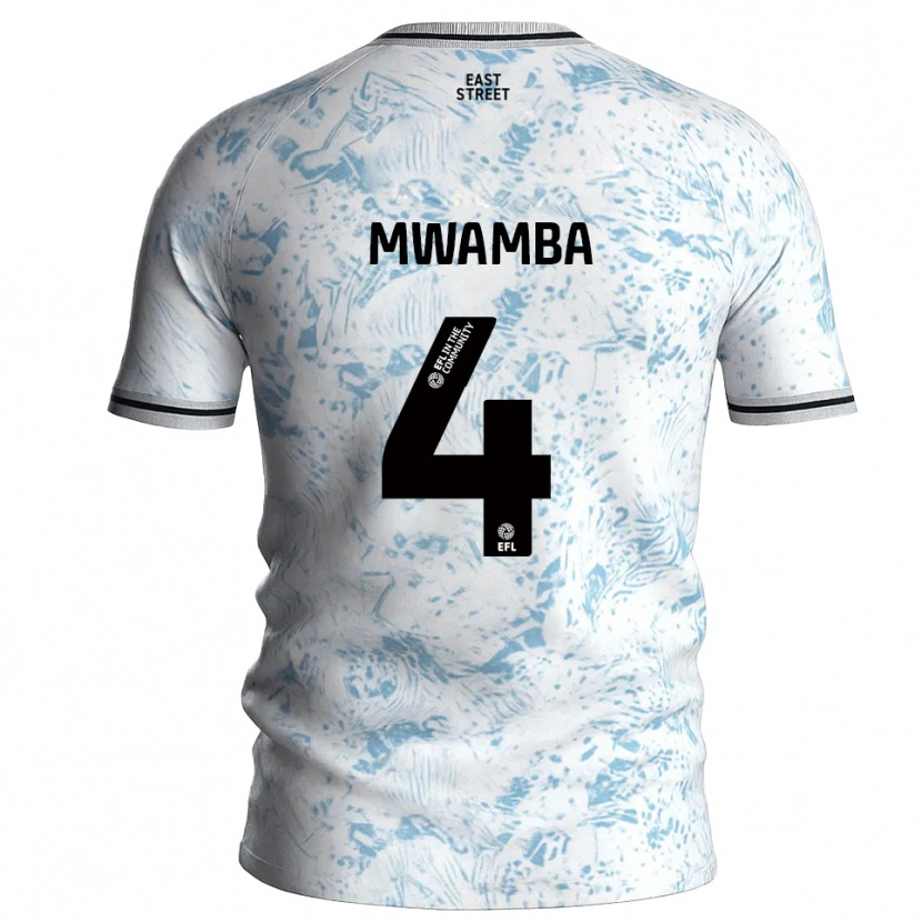 Danxen Mujer Camiseta Alan Mwamba #4 Blanco Azul Celeste 2ª Equipación 2025/26 La Camisa México