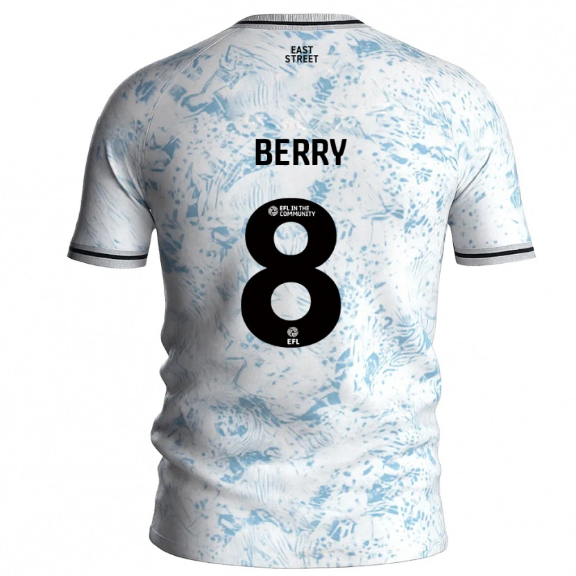 Danxen Mujer Camiseta Luke Berry #8 Blanco Azul Celeste 2ª Equipación 2025/26 La Camisa México