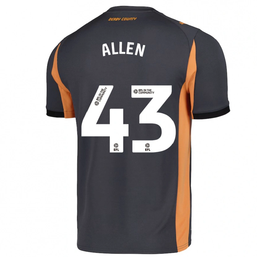 Danxen Mujer Camiseta Cruz Allen #43 Gris Naranja Negro 2ª Equipación 2025/26 La Camisa México