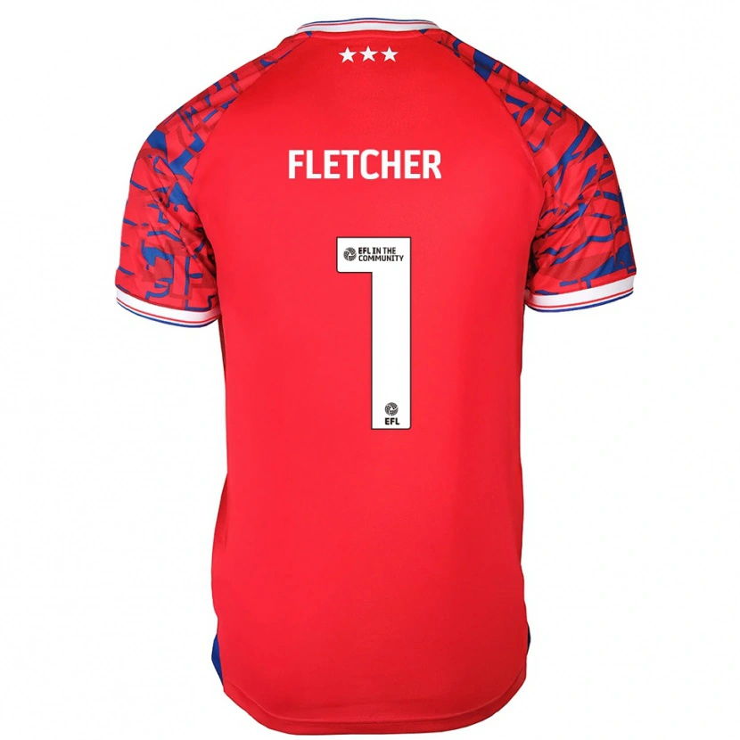 Danxen Mujer Camiseta William Fletcher #1 Rojo Azul 2ª Equipación 2025/26 La Camisa México