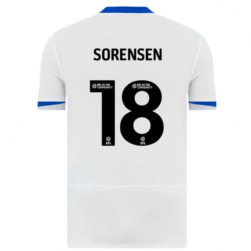 Danxen Mujer Camiseta Elias Sørensen #18 Blanco Negro 2ª Equipación 2025/26 La Camisa México