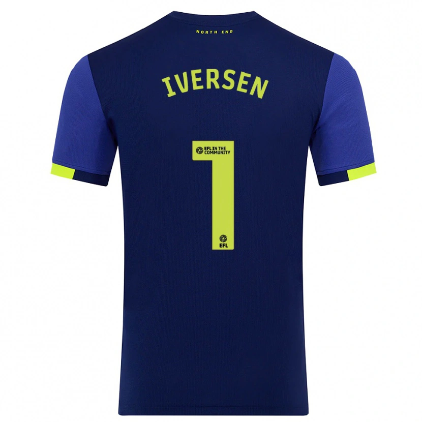Danxen Mujer Camiseta Daniel Iversen #1 Azul Marino Amarillo 2ª Equipación 2025/26 La Camisa México