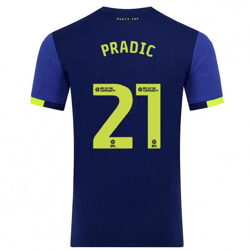 Danxen Mujer Camiseta James Pradic #21 Azul Marino Amarillo 2ª Equipación 2025/26 La Camisa México