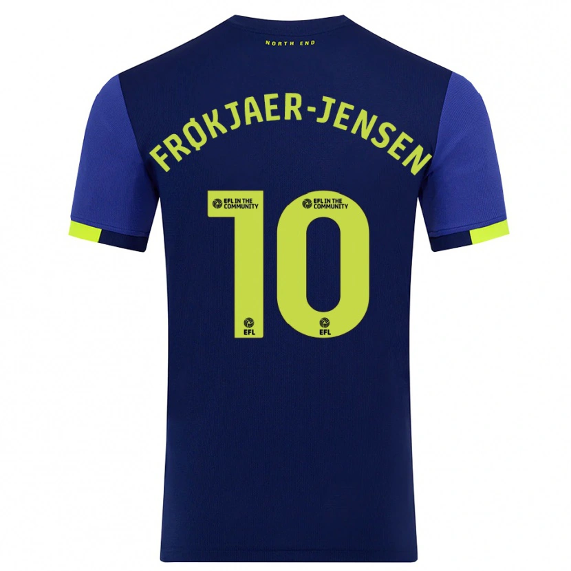 Danxen Mujer Camiseta Mads Frøkjaer-Jensen #10 Azul Marino Amarillo 2ª Equipación 2025/26 La Camisa México