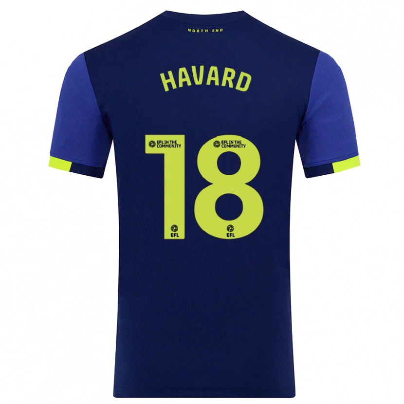 Danxen Mujer Camiseta Callum Havard #18 Azul Marino Amarillo 2ª Equipación 2025/26 La Camisa México