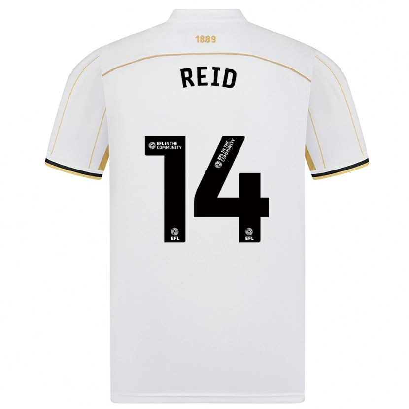 Danxen Mujer Camiseta Aaron Reid #14 Blanco Oro 2ª Equipación 2025/26 La Camisa México
