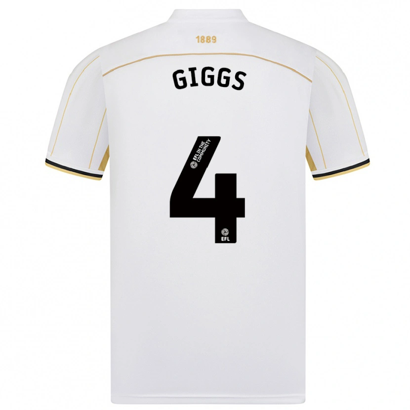Danxen Mujer Camiseta Zach Giggs #4 Blanco Oro 2ª Equipación 2025/26 La Camisa México