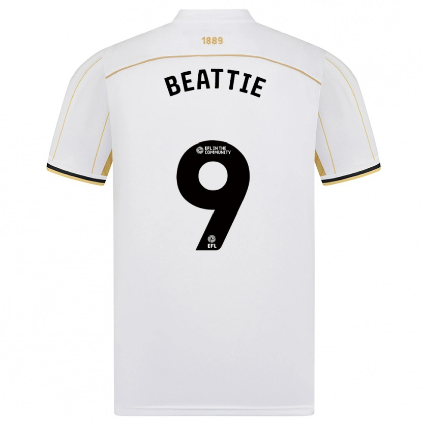 Danxen Mujer Camiseta Jevan Beattie #9 Blanco Oro 2ª Equipación 2025/26 La Camisa México