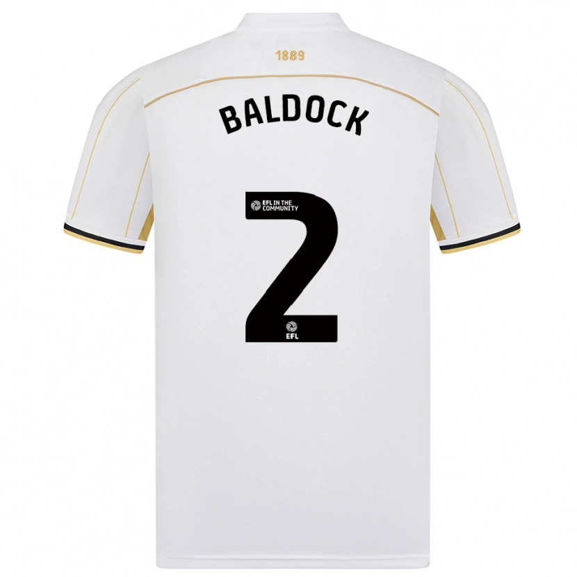 Danxen Mujer Camiseta George Baldock #2 Blanco Oro 2ª Equipación 2025/26 La Camisa México