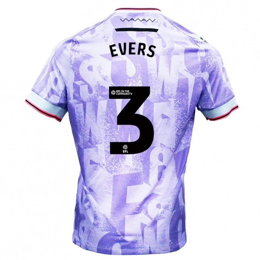 Danxen Mujer Camiseta Harry Evers #3 Lila Blanco 2ª Equipación 2025/26 La Camisa México