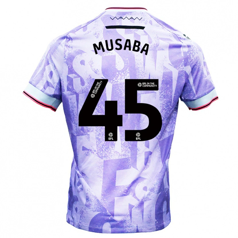 Danxen Mujer Camiseta Anthony Musaba #45 Lila Blanco 2ª Equipación 2025/26 La Camisa México