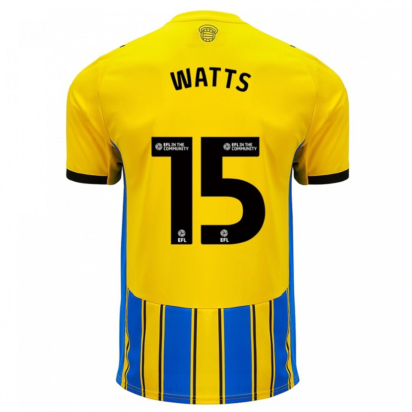 Danxen Mujer Camiseta Harry Watts #15 Azul Amarillo 2ª Equipación 2025/26 La Camisa México