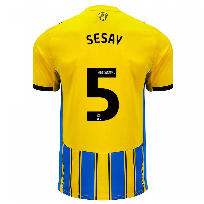 Danxen Mujer Camiseta Moses Sesay #5 Azul Amarillo 2ª Equipación 2025/26 La Camisa México