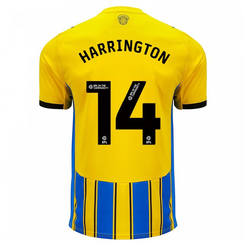 Danxen Mujer Camiseta Harry Harrington #14 Azul Amarillo 2ª Equipación 2025/26 La Camisa México