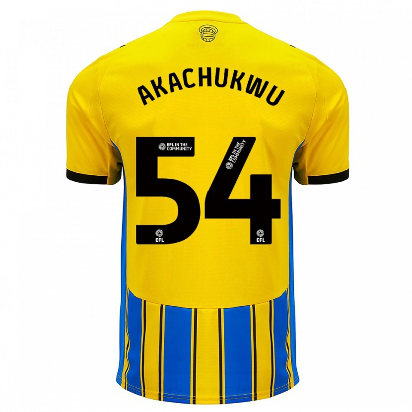 Danxen Mujer Camiseta Romeo Akachukwu #54 Azul Amarillo 2ª Equipación 2025/26 La Camisa México