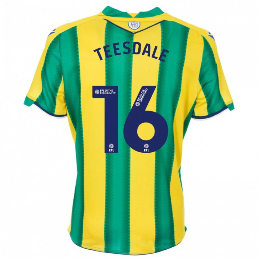 Danxen Mujer Camiseta Finn Teesdale #16 Amarillo Verde 2ª Equipación 2025/26 La Camisa México