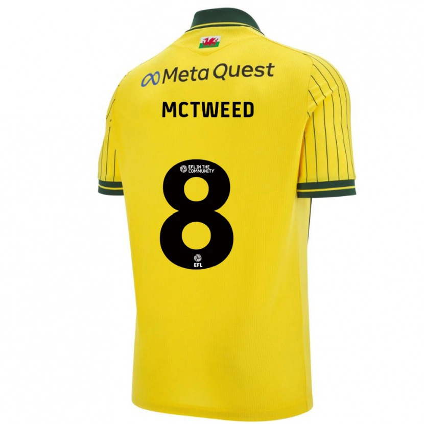 Danxen Mujer Camiseta Oliver Mctweed #8 Amarillo Verde 2ª Equipación 2025/26 La Camisa México