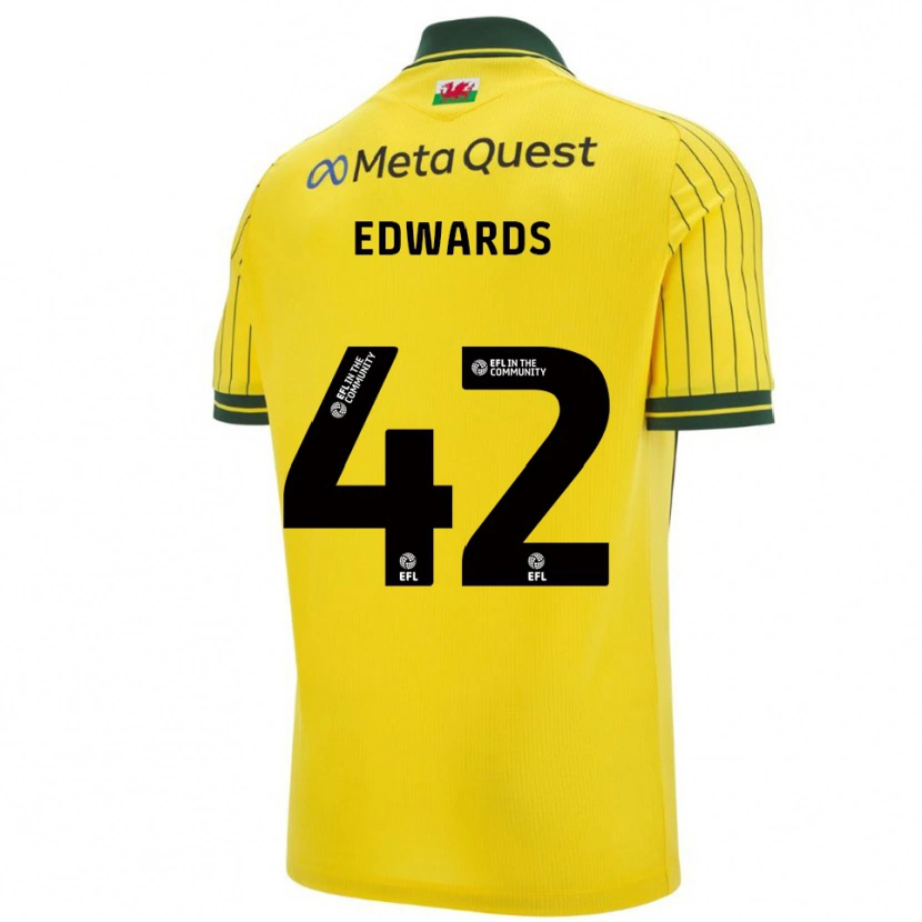 Danxen Mujer Camiseta Callum Edwards #42 Amarillo Verde 2ª Equipación 2025/26 La Camisa México
