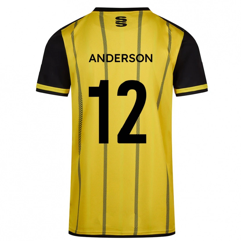Danxen Mujer Camiseta Zea Anderson #12 Amarillo Negro 2ª Equipación 2025/26 La Camisa México
