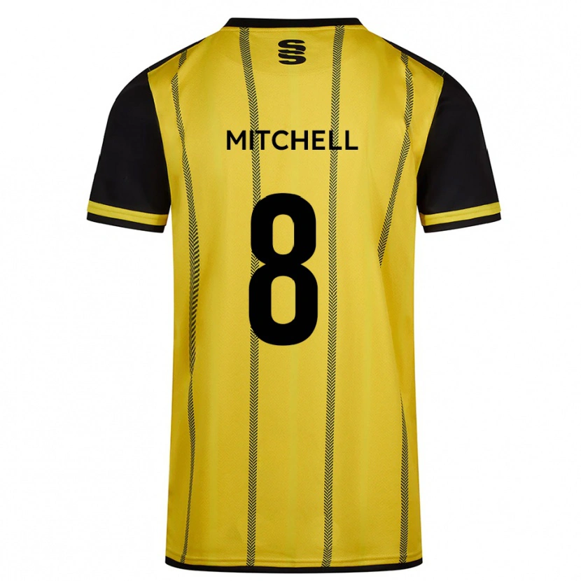 Danxen Mujer Camiseta Ethan Mitchell #8 Amarillo Negro 2ª Equipación 2025/26 La Camisa México