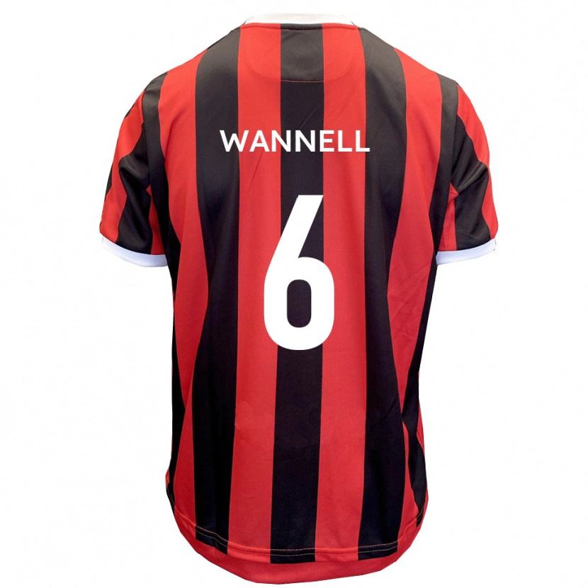 Danxen Mujer Camiseta Jake Wannell #6 Rojo Negro 2ª Equipación 2025/26 La Camisa México