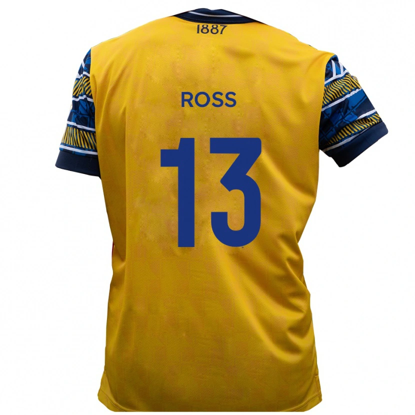 Danxen Mujer Camiseta Craig Ross #13 Amarillo Negro 2ª Equipación 2025/26 La Camisa México