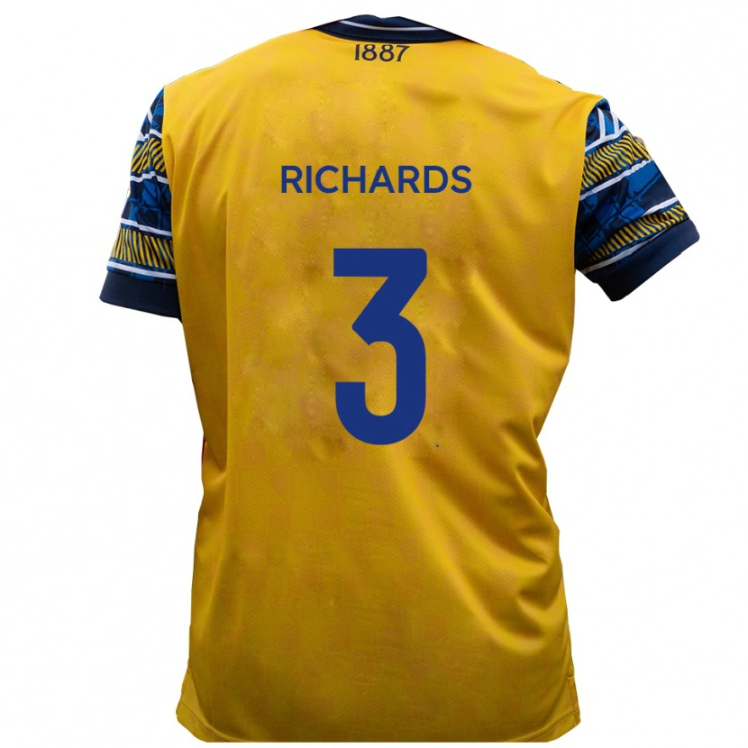 Danxen Mujer Camiseta Caleb Richards #3 Amarillo Negro 2ª Equipación 2025/26 La Camisa México